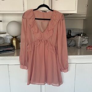 Zara Soft Pink Long Sleeve Dress